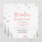 Winter Wonderland Kinderen Birthday Uitnodiging - (Voorkant / Achterkant)