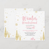 Winter Wonderland Kinderen Birthday Uitnodiging -  (Voorkant / Achterkant)