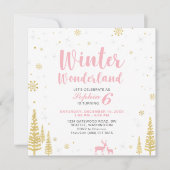 Winter Wonderland Kinderen Birthday Uitnodiging -  (Voorkant)