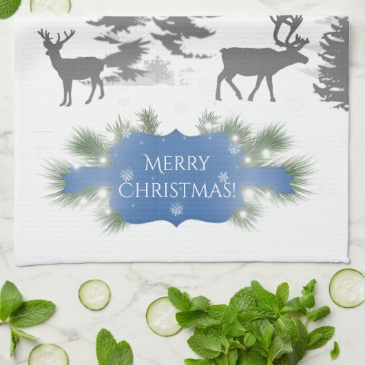 Winter Wonderland Kitchen Towel - blauw Theedoek (Gevouwen)