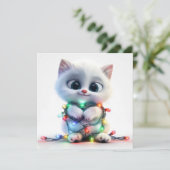 Winter Wonderland Kitten Feestdagenkaart (Staand voorkant)