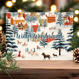 Winter Wonderland Klassieke Kerst Scene Feestdagen Kaart
