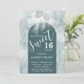 Winter wonderland koel zoet 16party kaart (Staand voorkant)