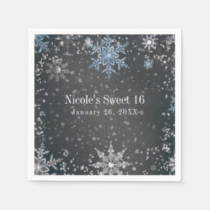 Winter Wonderland Krijt Blauw Grijs Zilver Feest Servetten
