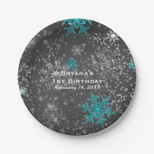 Winter Wonderland Krijt Teal & Paarse Aangepaste F Papieren Bordje