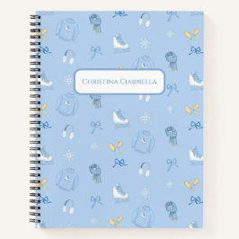 Winter Wonderland kunstschaatser blauw Notitieboek