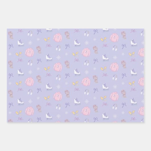 Winter Wonderland kunstschaatser Ice Schaats Paars Inpakpapier Vel (Voorkant)