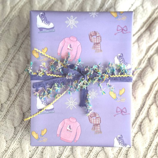 Winter Wonderland kunstschaatser Ice Schaats Paars Inpakpapier Vel