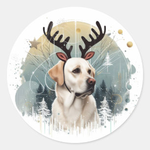 Winter Wonderland Labrador Retriever rendieren Xma Ronde Sticker