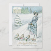 Winter Wonderland Lady Walking Pigs Kaart (Voorkant)