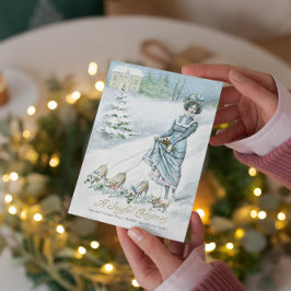  Winter Wonderland Lady Walking Pigs Kaart