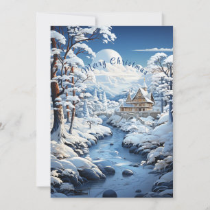 Winter Wonderland Land Sneeuw Bomen Familie Foto Feestdagenkaart