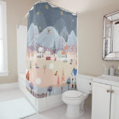 Winter Wonderland:  landschap. Douchegordijn (In situ)