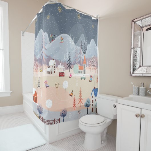 Winter Wonderland:  landschap. Douchegordijn (In situ)