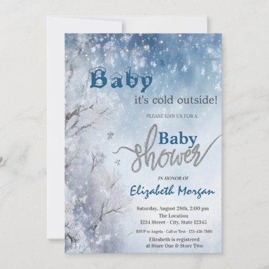 Winter Wonderland Landschaps Baby Shower Kaart (Voorkant)