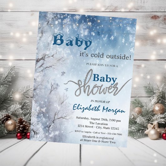 Winter Wonderland Landschaps Baby Shower Kaart