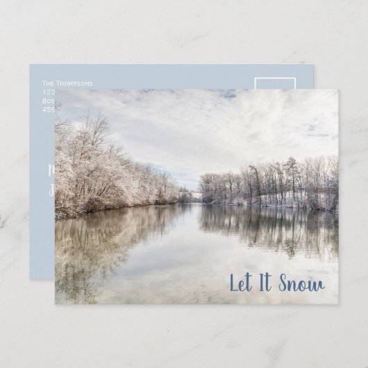 Winter Wonderland|Let It Snow|Blauw Wit Vakantie Briefkaart (Voorkant / Achterkant)