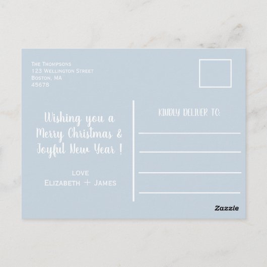 Winter Wonderland|Let It Snow|Blauw Wit Vakantie Briefkaart (Achterkant)