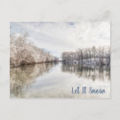 Winter Wonderland|Let It Snow|Blauw Wit Vakantie Briefkaart (Voorkant)