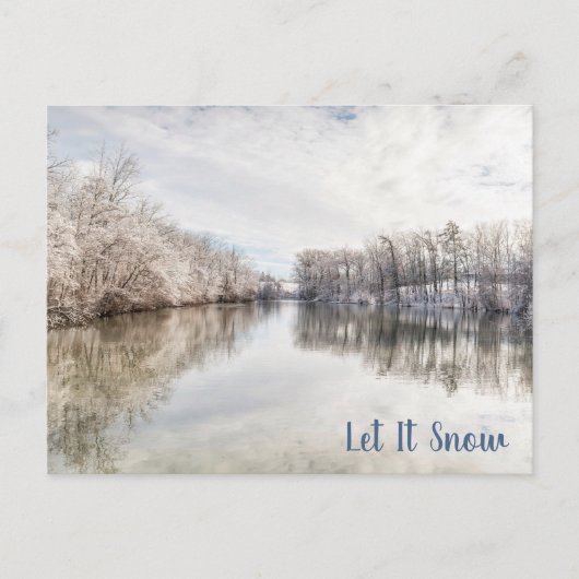 Winter Wonderland|Let It Snow|Blauw Wit Vakantie Briefkaart (Voorkant)