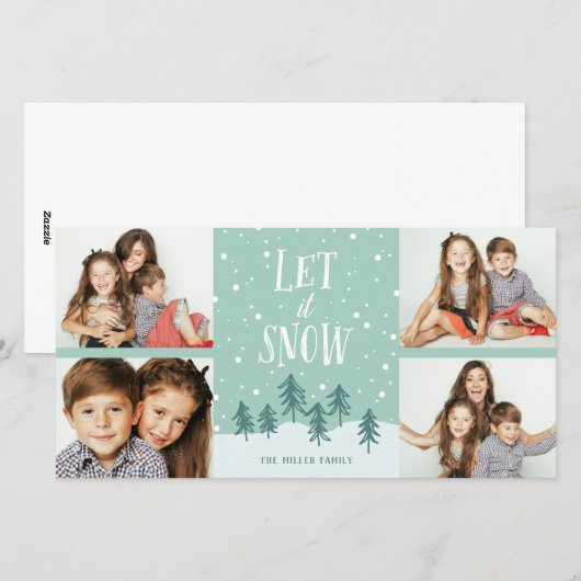 Winter Wonderland Let It Snow | Vakantie 4-Foto Feestdagenkaart (Voorkant / Achterkant)