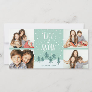 Winter Wonderland Let It Snow Vakantie 4-Foto Feestdagenkaart