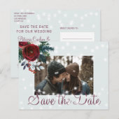 Winter wonderland licht foto save date bruiloft aankondigingskaart (Voorkant / Achterkant)