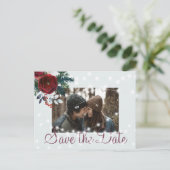Winter wonderland licht foto save date bruiloft aankondigingskaart (Staand voorkant)