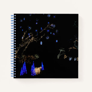 Winter Wonderland Lichten Blauw en Wit Vakantie Notitieboek