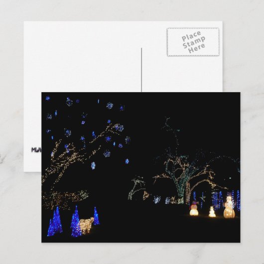 Winter Wonderland Lights Blue en White Holiday Feestdagenkaart (Voorkant / Achterkant)