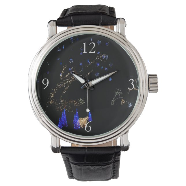 Winter Wonderland Lights Blue en White Holiday Horloge (Voorkant)