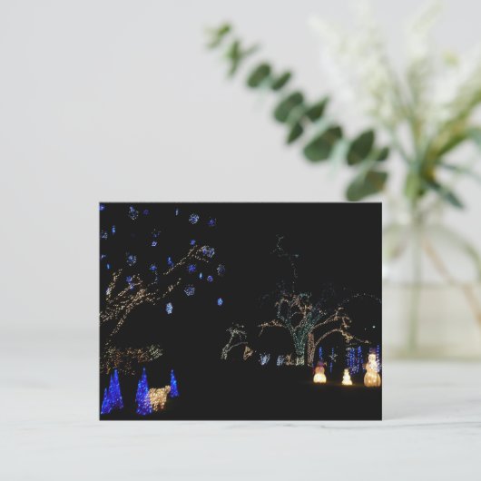 Winter Wonderland Lights Blue en White Holiday Kaart (Staand voorkant)