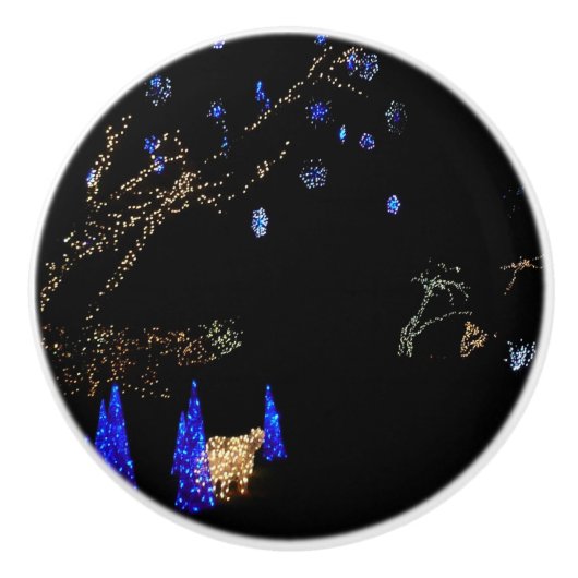 Winter Wonderland Lights Blue en White Holiday Keramische Knop (Voorkant)