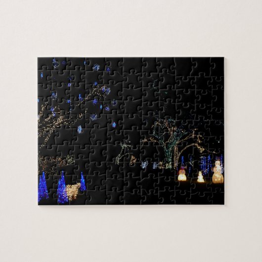 Winter Wonderland Lights Blue en White Holiday Legpuzzel (Horizontaal)
