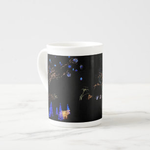 Winter Wonderland Lights Blue en White Holiday Porselein Kop