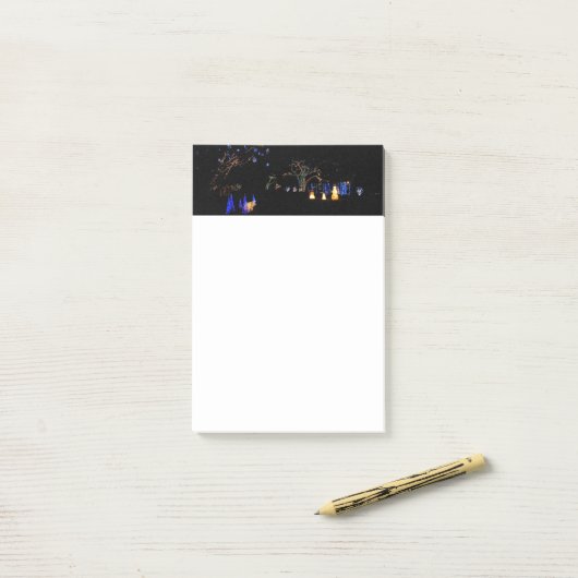 Winter Wonderland Lights Blue en White Holiday Post-it® Notes (Op bureau)