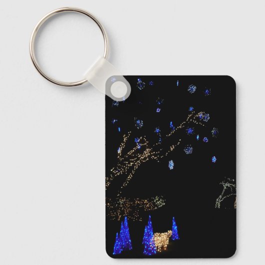 Winter Wonderland Lights Blue en White Holiday Sleutelhanger (Voorkant)