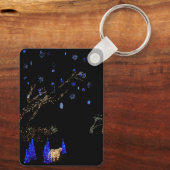 Winter Wonderland Lights Blue en White Holiday Sleutelhanger (Achterkant)