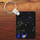 Winter Wonderland Lights Blue en White Holiday Sleutelhanger (Voorkant)
