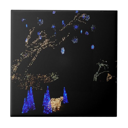 Winter Wonderland Lights Blue en White Holiday Tegeltje (Voorkant)