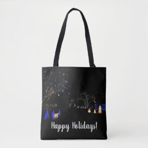 Winter Wonderland Lights Blue en White Holiday Tote Bag