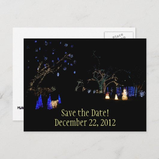 Winter Wonderland Lights Save the Date Briefkaart (Voorkant / Achterkant)