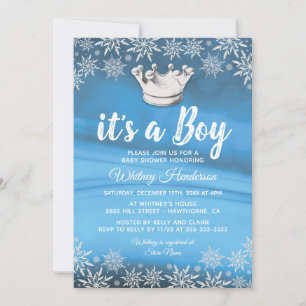 Winter Wonderland Little Prince Boy Baby shower Kaart
