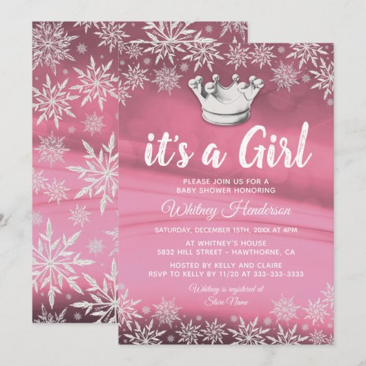 Winter Wonderland Little Princess Girl Baby shower Kaart (Voorkant / Achterkant)