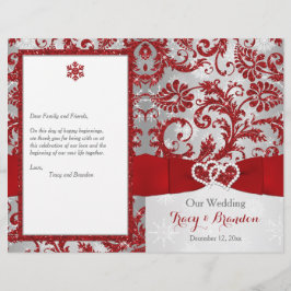 Winter Wonderland Love Hearts Wedding Programme -