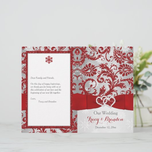 Winter Wonderland Love Hearts Wedding Programme -  (Staand voorkant)