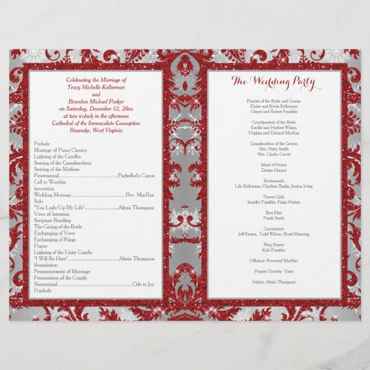 Winter Wonderland Love Hearts Wedding Programme -  (Achterkant)