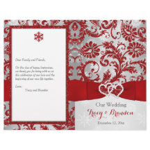 Winter Wonderland Love Hearts Wedding Programme - 
