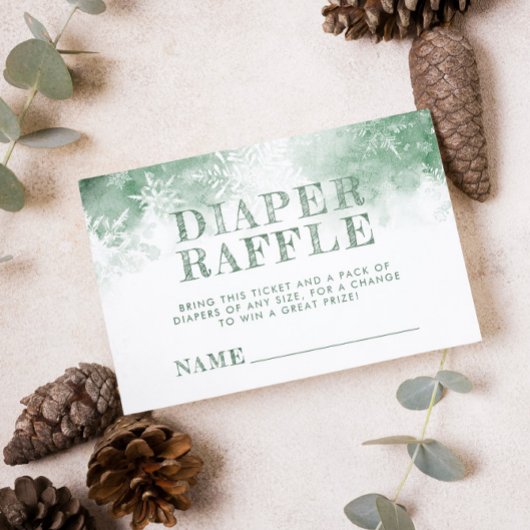 Winter wonderland luier loterij baby shower informatiekaartje