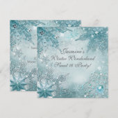 Winter Wonderland Magische Sneeuwvlokken Uitnodigi Kaart (Voorkant / Achterkant)